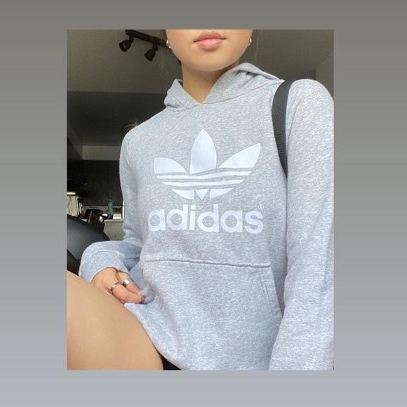 ADIDAS Grey Logo Hoodie - Picture 2 of 5